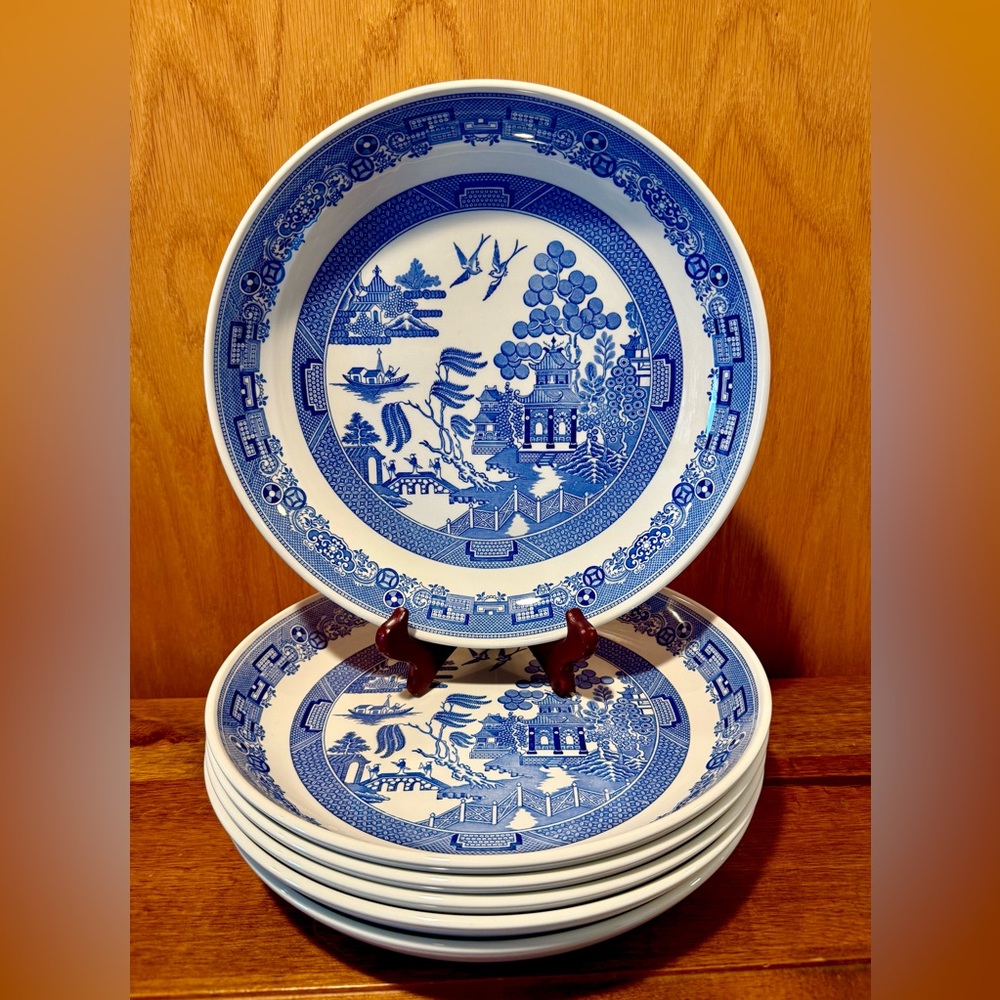 Set Of 6 SPODE The Spode Blue Room Collection 'Willow'  10” Plate Bowl England
